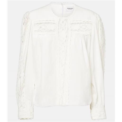 Marant Etoile top valmira in lino e cotone con ricamo