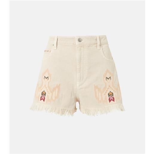 Marant Etoile shorts lesia in denim con ricamo