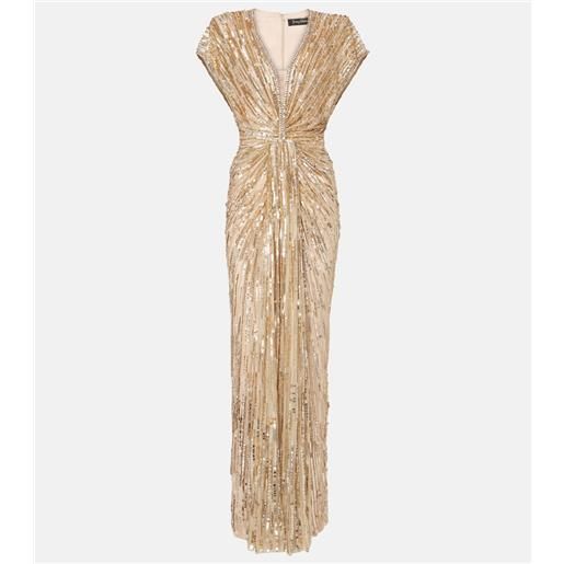 Jenny Packham abito lungo zola in tulle con paillettes