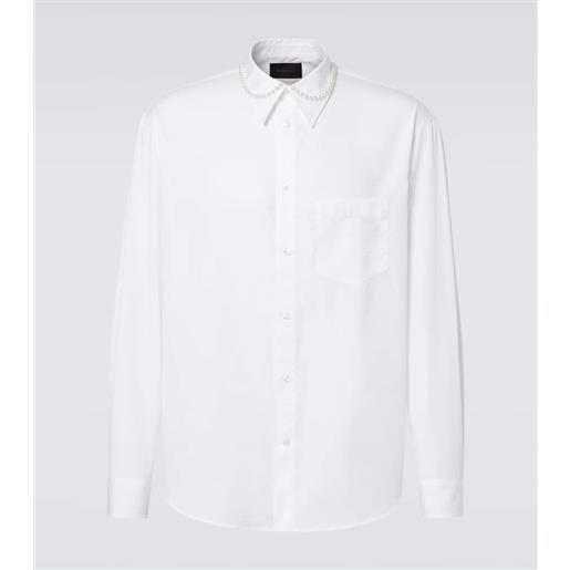 Simone Rocha camicia in popeline di cotone con perle bijoux