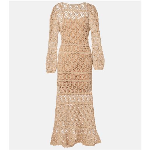 Anna Kosturova abito lungo bianca in crochet di cotone