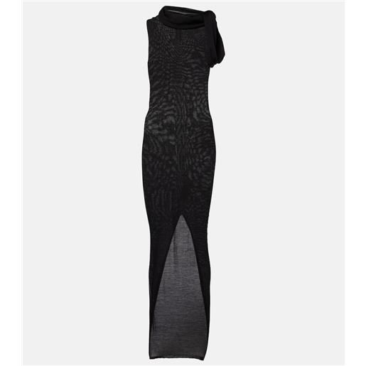 Rick Owens abito lungo banded t in lana vergine