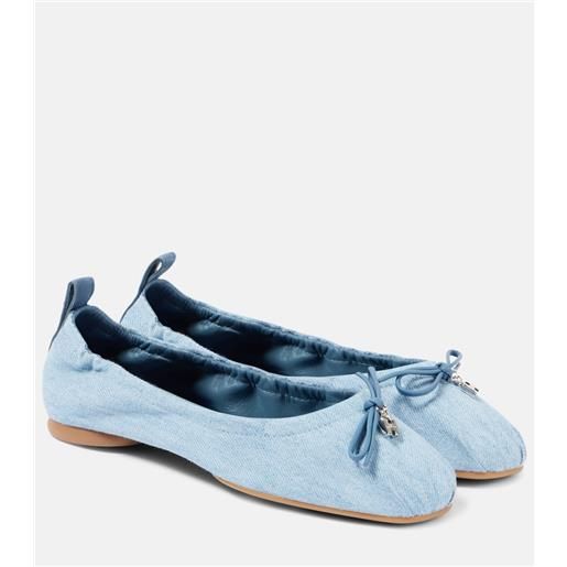 Hogan ballerine h684 in denim con fiocco
