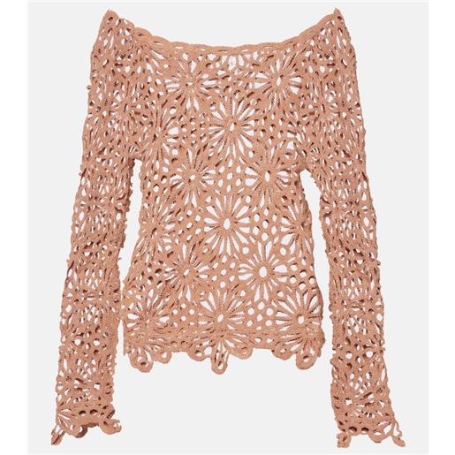 Norma Kamali top in misto cotone con scollo bardot