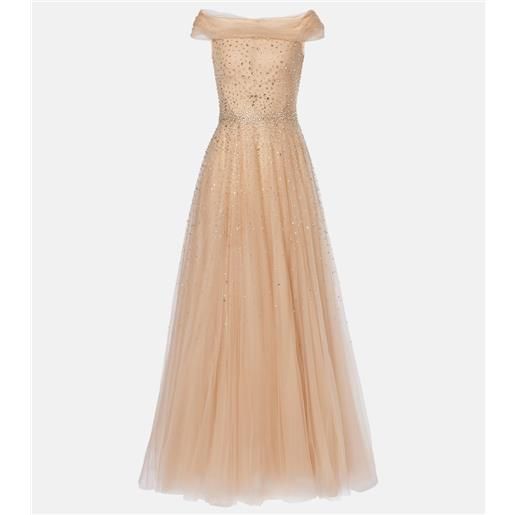 Jenny Packham abito lungo shayla in tulle con cristalli