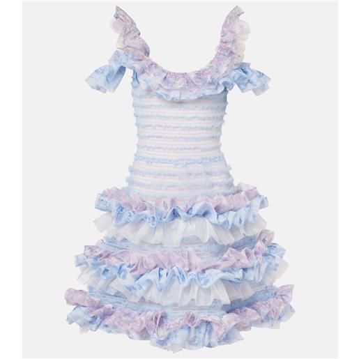 Susan Fang abito corto a punto smock con volant