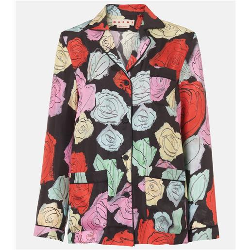 Marni camicia in seta con stampa floreale