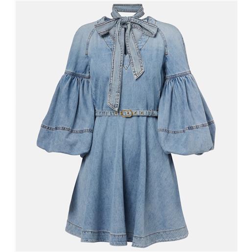 Zimmermann abito corto di jeans con fiocco