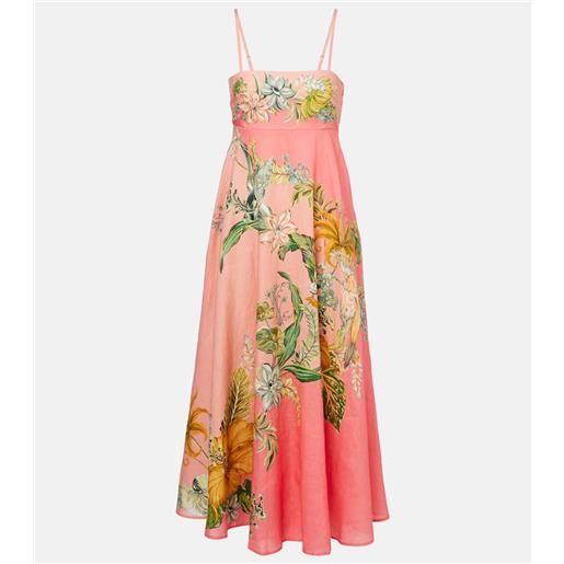 Alemais alã©mais abito lungo in lino con stampa