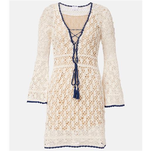 Anna Kosturova abito corto bianca in crochet di cotone