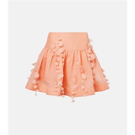 Zimmermann minigonna dawning in lino e seta