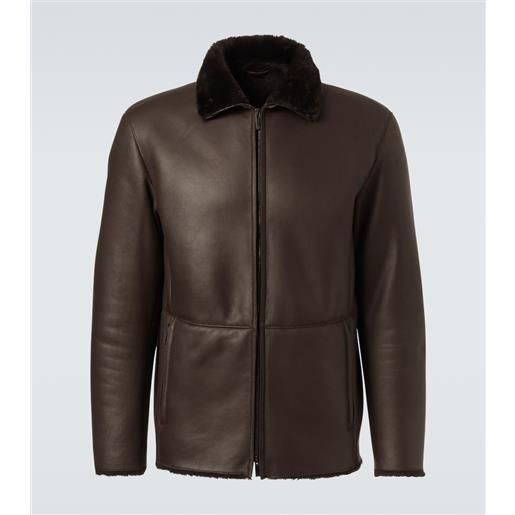 Giorgio Armani giacca in pelle con shearling