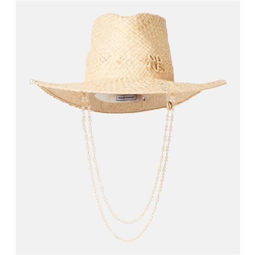 Ruslan Baginskiy fedora in paglia con perle bijoux