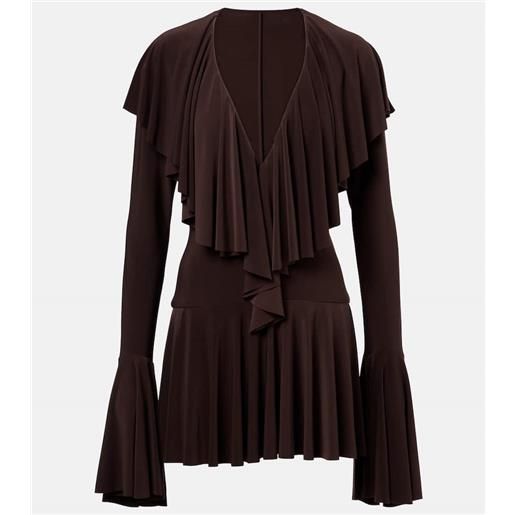 Norma Kamali miniabito in jersey con volant