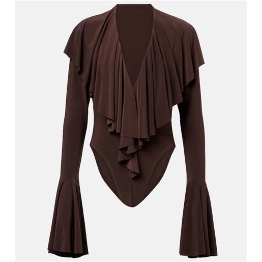 Norma Kamali body in jersey con volant