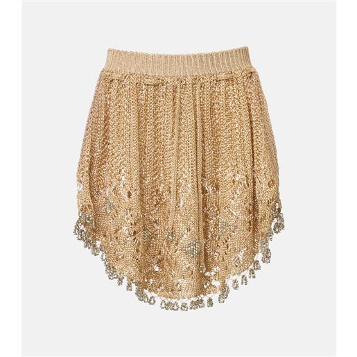 Rabanne minigonna in crochet con lamã©