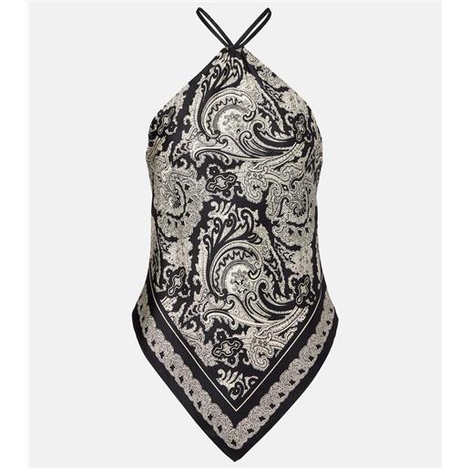 Nili Lotan top audrey in twill di seta paisley