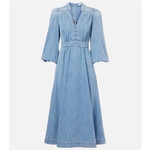 Zimmermann abito midi di jeans lucky