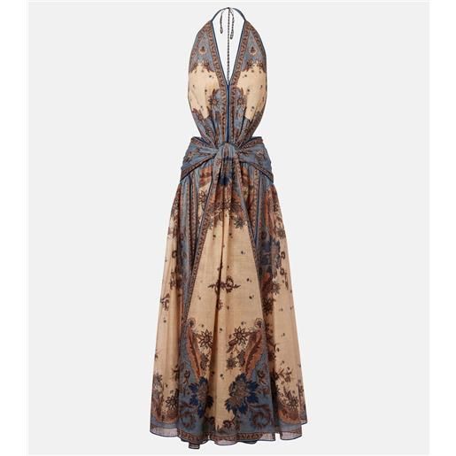 Zimmermann abito lungo ascension in cotone con stampa