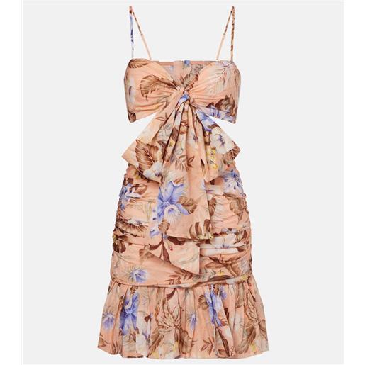 Zimmermann abito corto coco in cotone con stampa