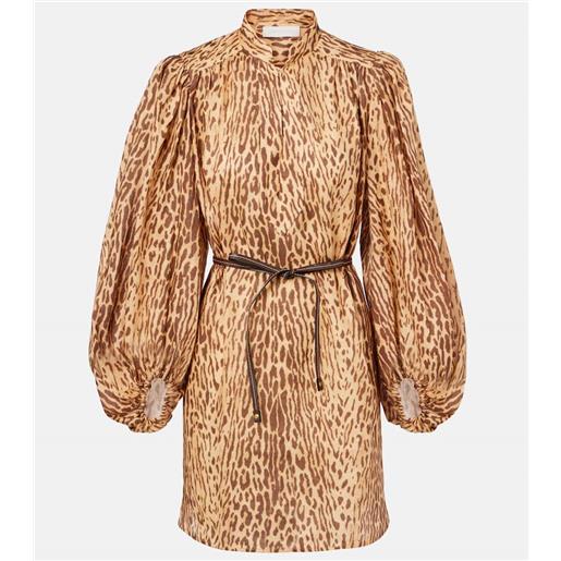 Zimmermann tunica cascadian in lino con stampa leopardata