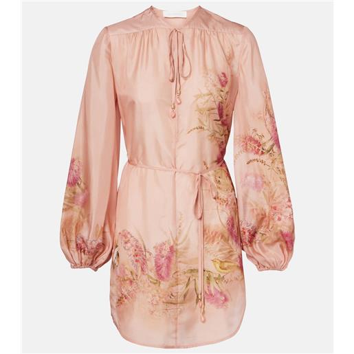 Zimmermann tunica cascadian in seta con stampa floreale