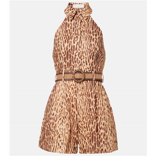 Zimmermann jumpsuit in lino con stampa
