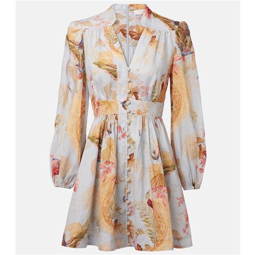 Zimmermann abito corto ascension in lino con stampa