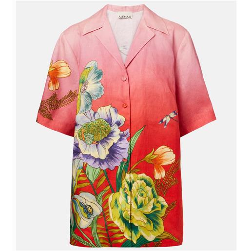 Alemais alã©mais camicia inez in lino con stampa floreale