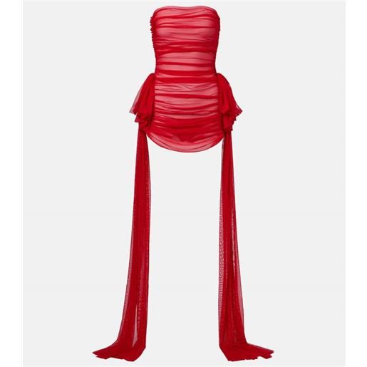 Norma Kamali abito corto in mesh con fiocco