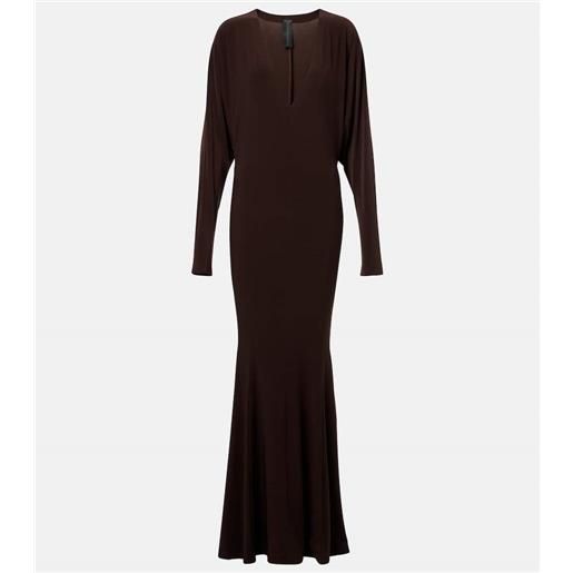 Norma Kamali abito lungo in jersey drappeggiato