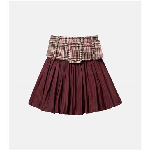 Patou minigonna in lana vergine a quadri con ruches