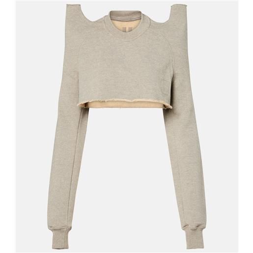 Rick Owens felpa cropped in jersey di misto cotone