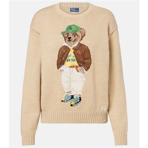 Polo Ralph Lauren pullover polo bear in cotone con intarsio