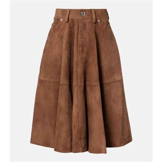 Ami Paris gonna midi in suede a pieghe