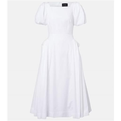 Simone Rocha abito midi in popeline di cotone con maniche a sbuffo