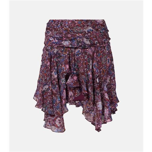 Marant Etoile minigonna berencia con volant e stampa