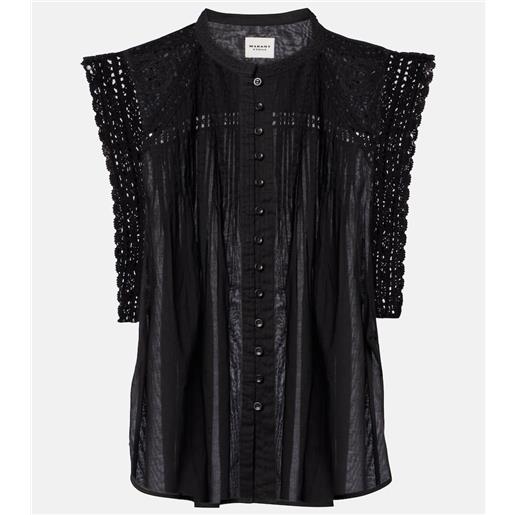 Marant Etoile blusa grecia in cotone con pizzo