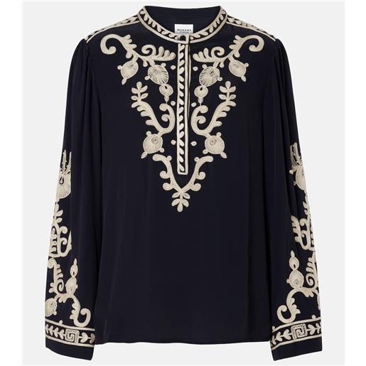Marant Etoile blusa falonne in crãªpe con ricamo