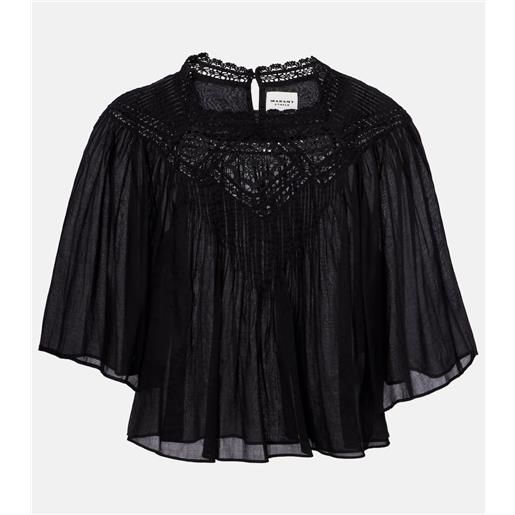 Marant Etoile blusa garia in cotone con pizzo