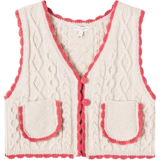 Bebe Organic gilet sienna in misto lana a trecce