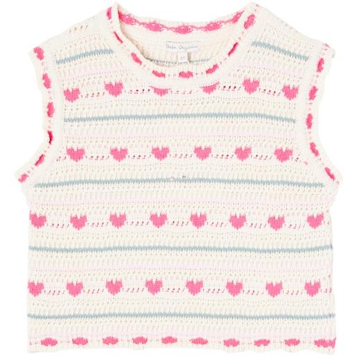 Bebe Organic gilet josie in crochet di cotone e lana