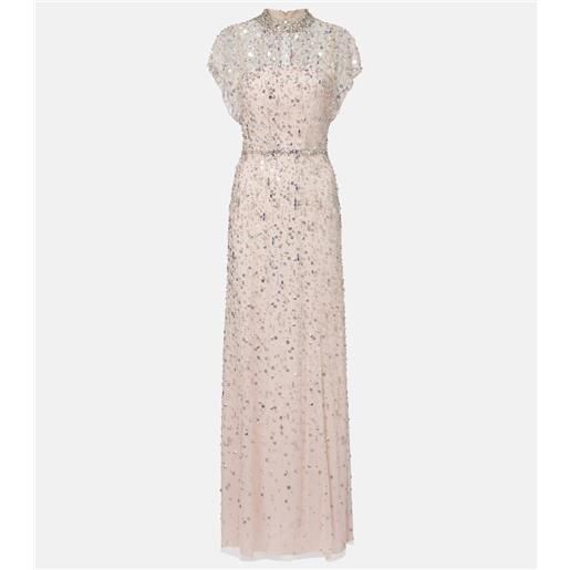 Jenny Packham abito lungo crystal drop con cristalli