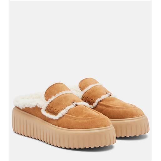 Hogan slippers in suede con shearling