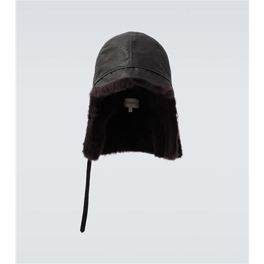 Lemaire cappello reversibile in canvas e shearling