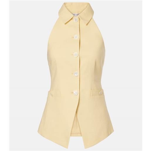 Veronica Beard gilet orlinda in misto lino con scollo allâamericana