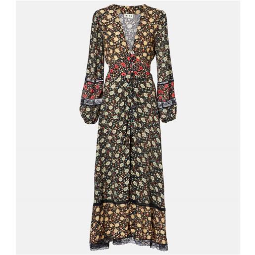 Rixo abito midi raven in crãªpe de chine