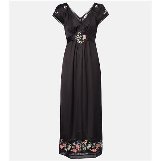 Rixo abito lungo carey in raso con ricamo