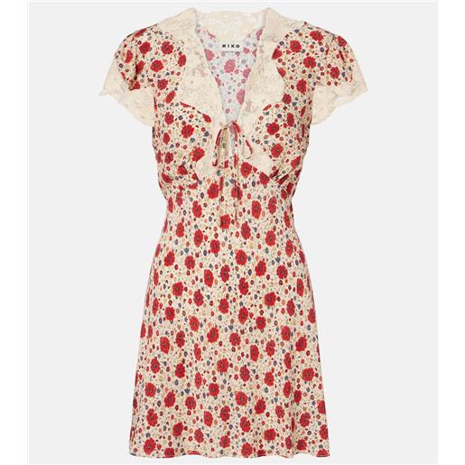 Rixo miniabito lacie con stampa floreale e pizzo