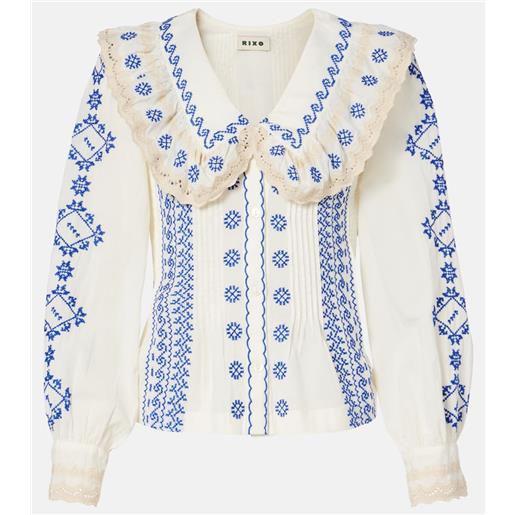 Rixo blusa percy in cotone con ricamo